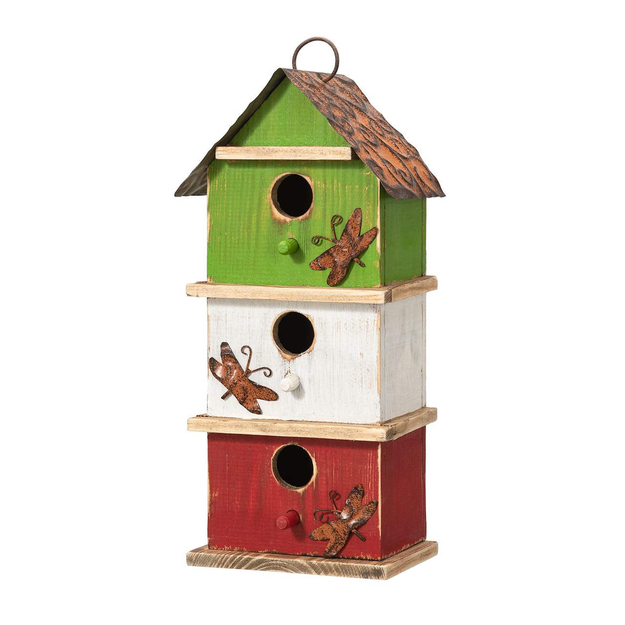 Glitzhome® 13.75" 3-Tier Distressed Wood Birdhouse